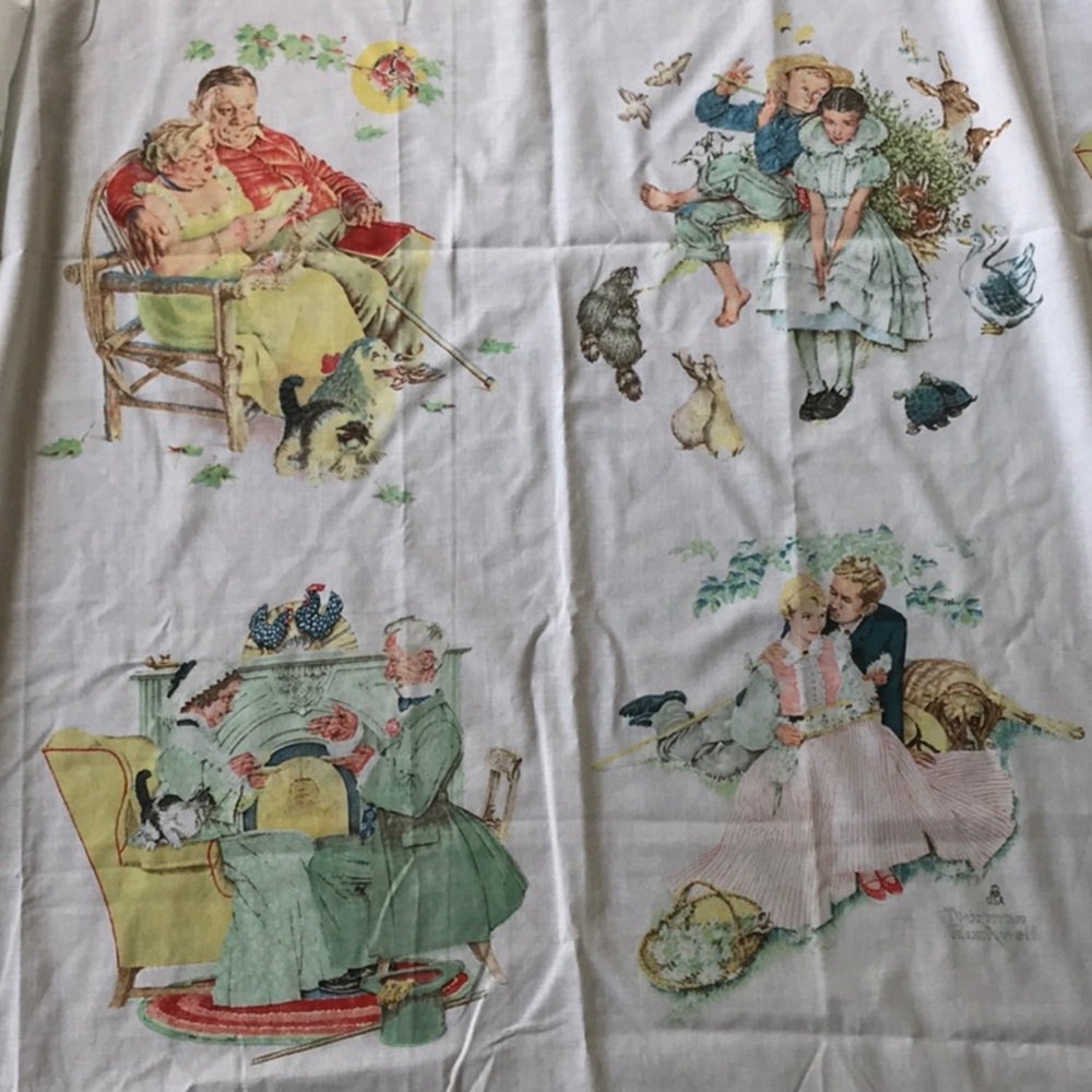 Vintage Norman Rockwell Pacific Twin Size Fitted Bed Sheet 🌺🦜🌺 Americana - Picture 8 of 8